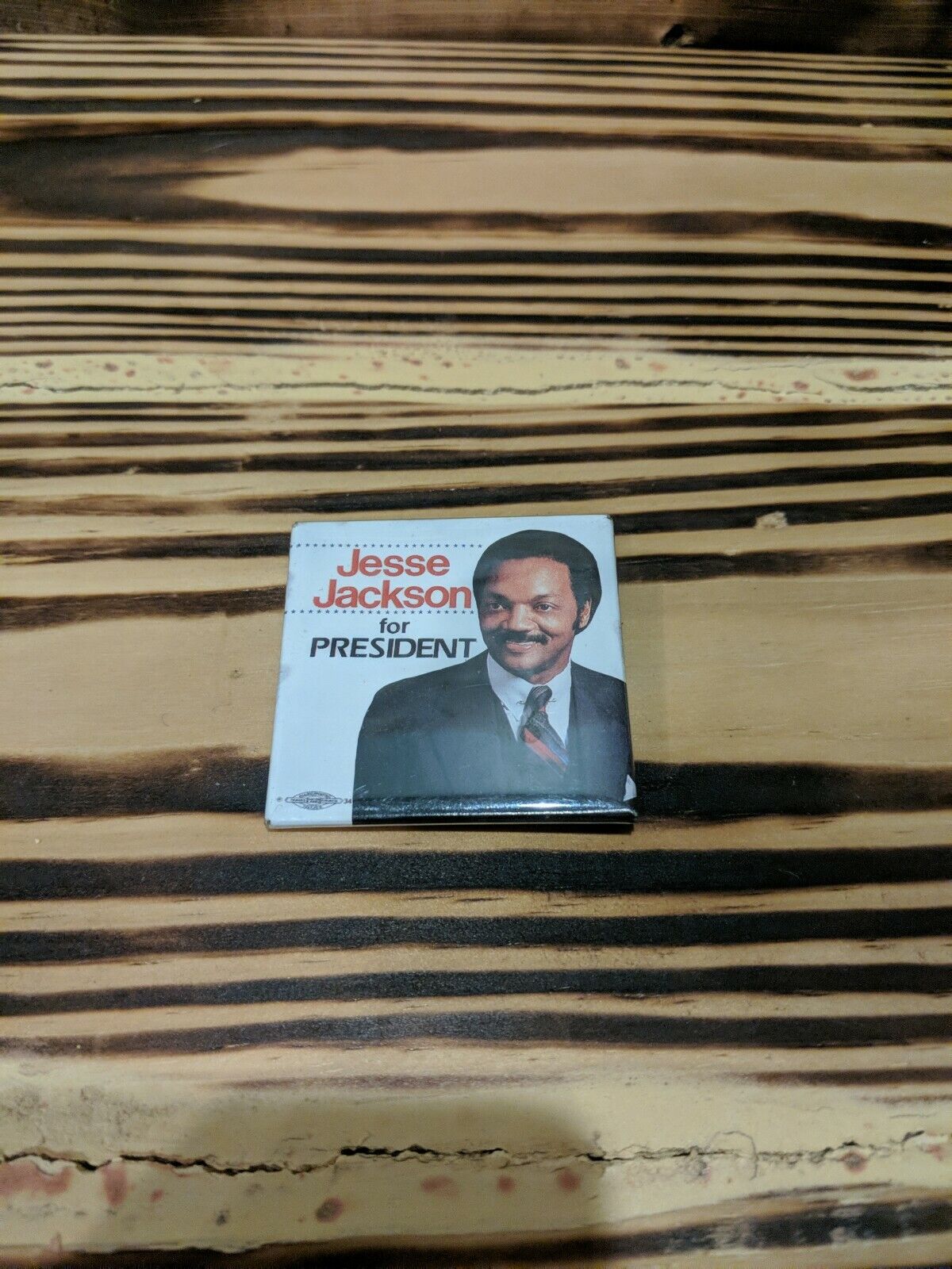JESSE JACKSON FOR PRESIDENT Square Pin Back Button - 1984? 1988? Vintage 2x2 in