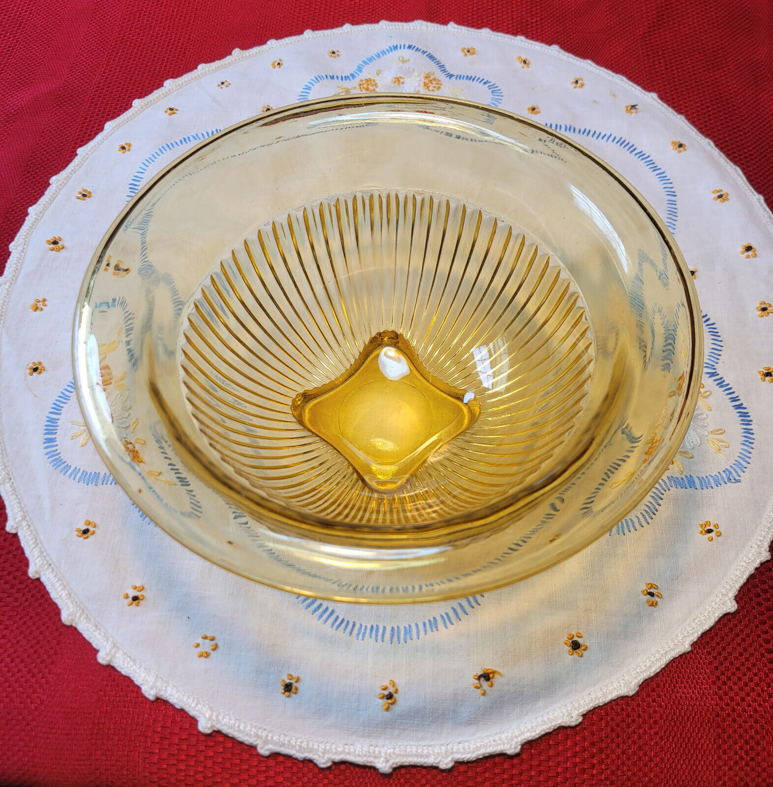 VTG FEDERAL Yellow Amber DEPRESSION Glass ROLLED Edge MIXING BOWL 8 1/2 x 3 3/4\