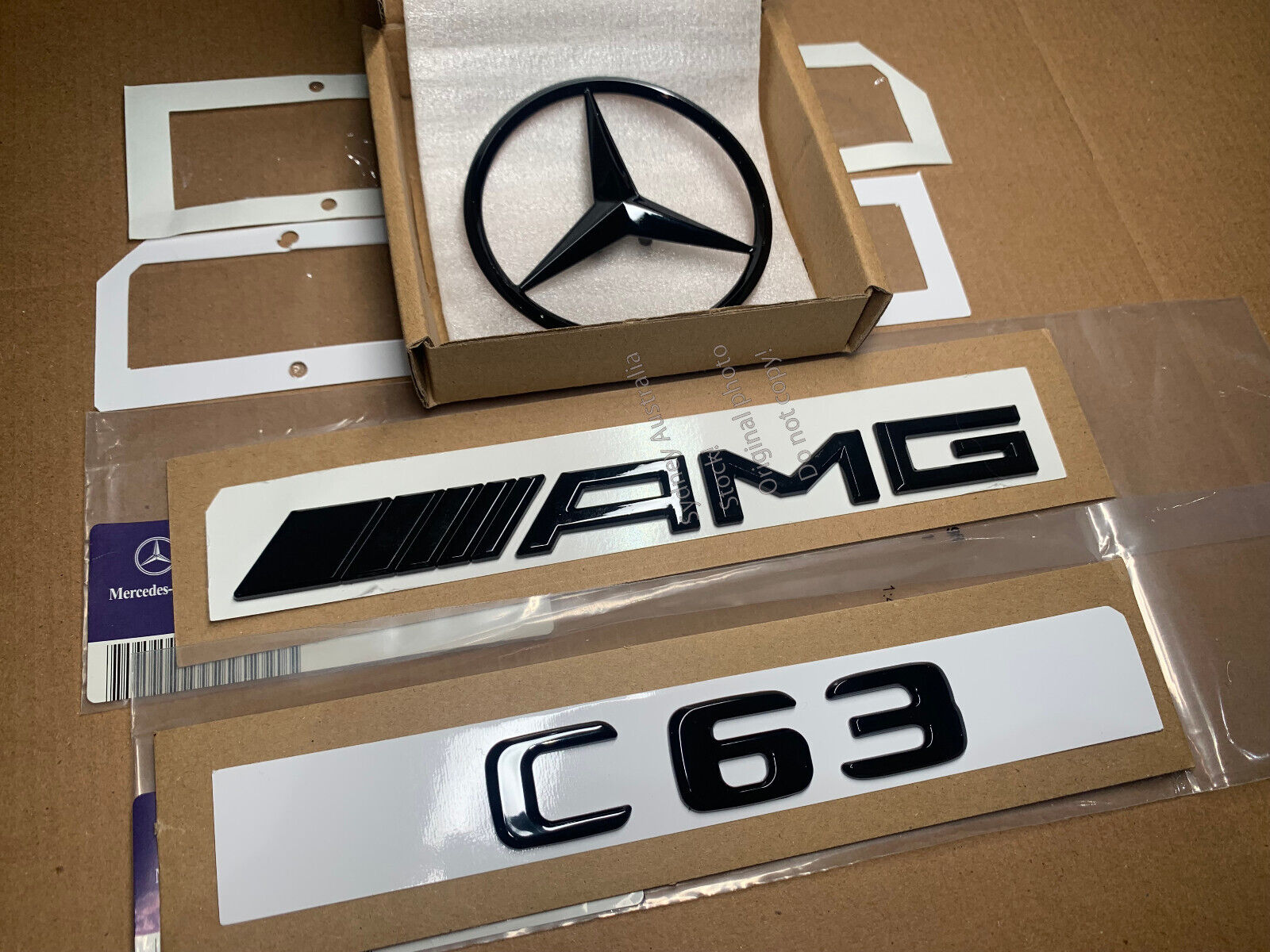 OEM Gloss Black C63 AMG Rear Badge Emblem Set for BENZ C63 AMG W204 2007 ~ 2014