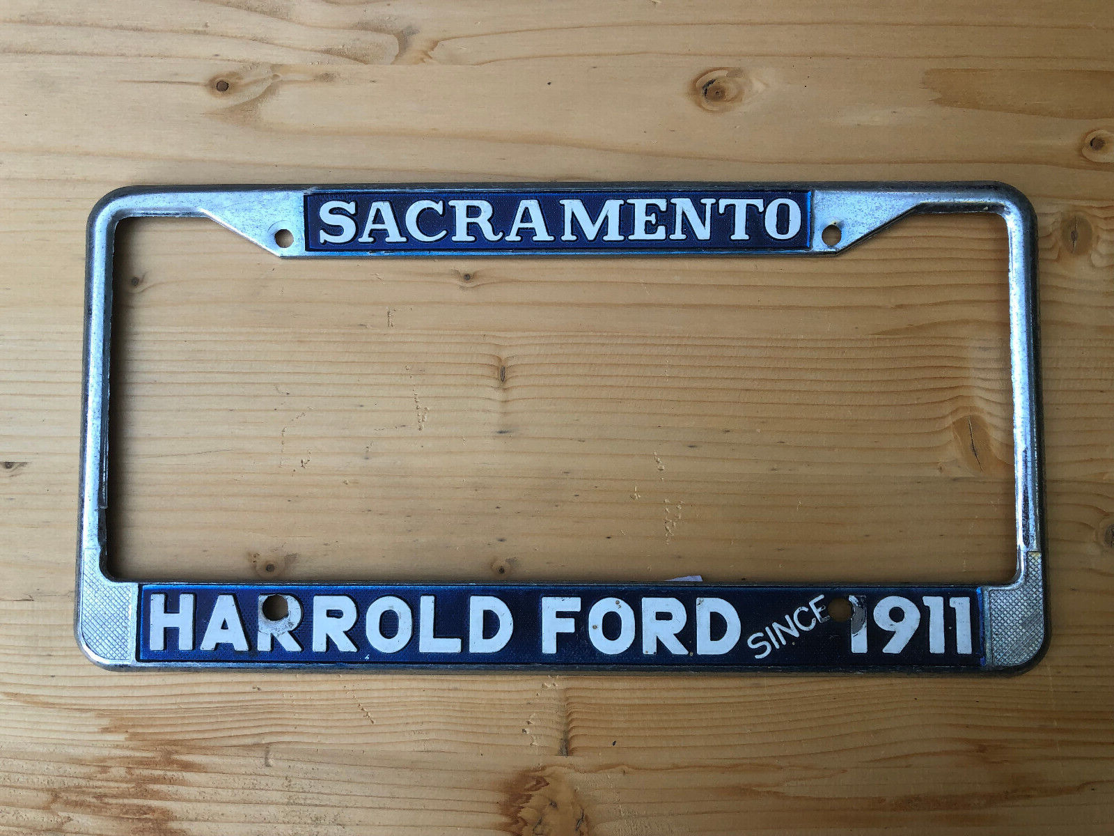 Vintage Sacramento Harrold Ford Since 1911 Dealership Metal License Plate Frame