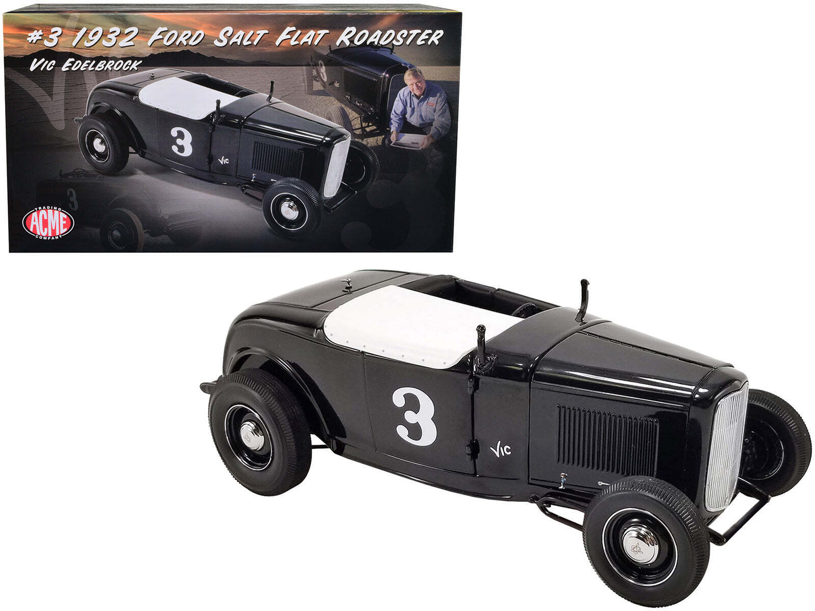 1932 Ford Salt Flat Roadster Vic Edelbrock 414 1/18 Diecast Model Car