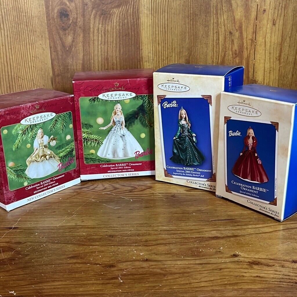 Hallmark Keepsake Ornaments Celebration Barbie Ornament 2000, 2001,2002,2004