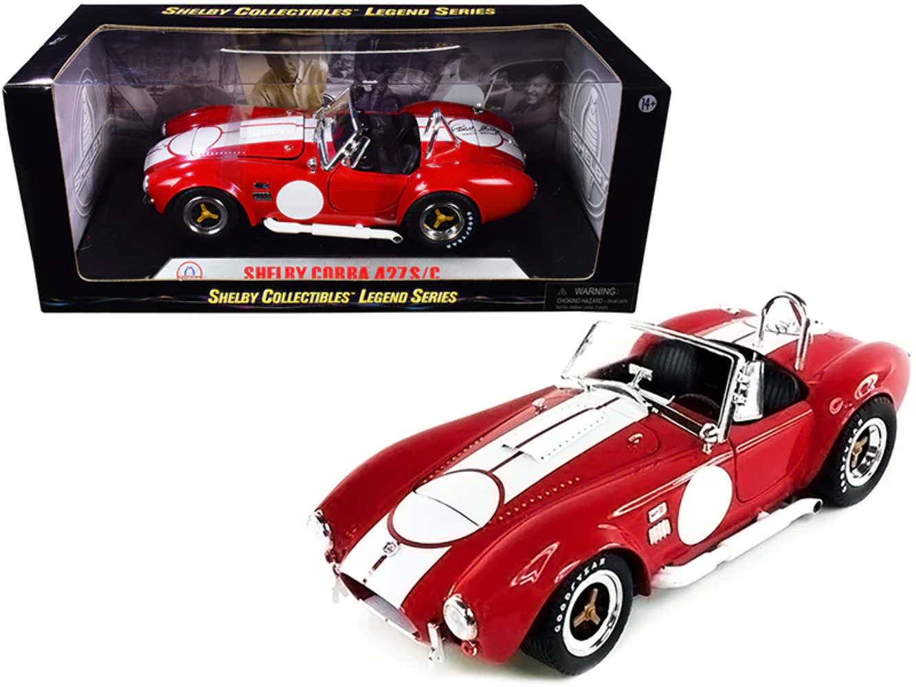 1965 Shelby Cobra 427 S/C Red with White Stripes with Printed Carroll Shelby's S