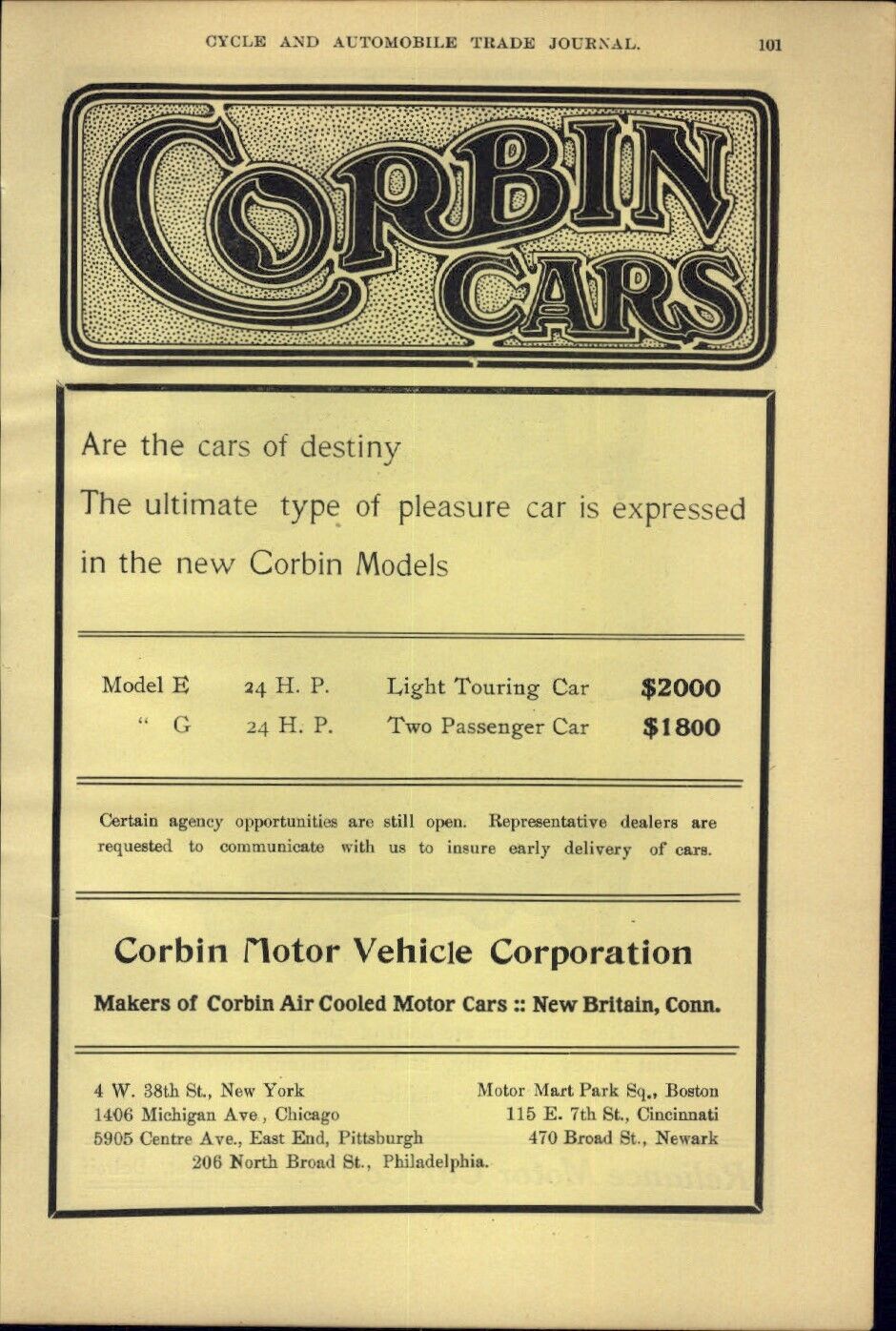 1906 PAPER AD CAR AUTO 4 PG Corbin Model E G Automobile Reliance Oldsmobile S 