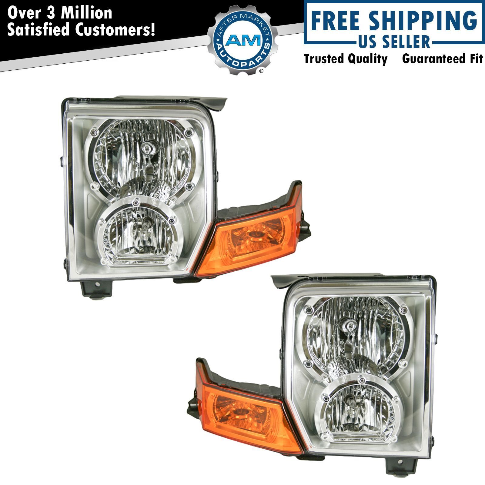 Headlight Set Left & Right For 2006-2010 Jeep Commander CH2518117 CH2519117