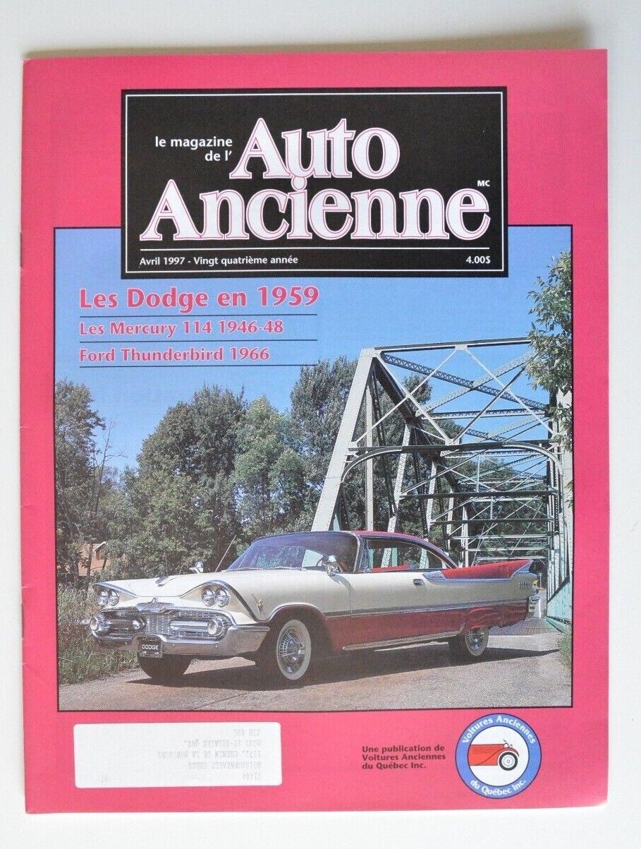 1966 VAQ Magazine April 1997 Dodge 1959 Mercury 114 1946-48 Ford Thunderbird