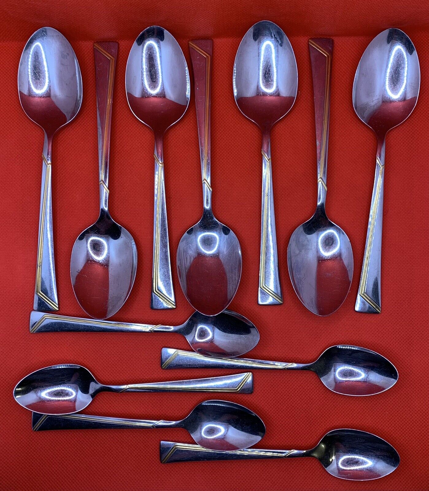 Golden Era Community by Oneida Flatware 12 Spoon Gold Accent Vintage Spoons