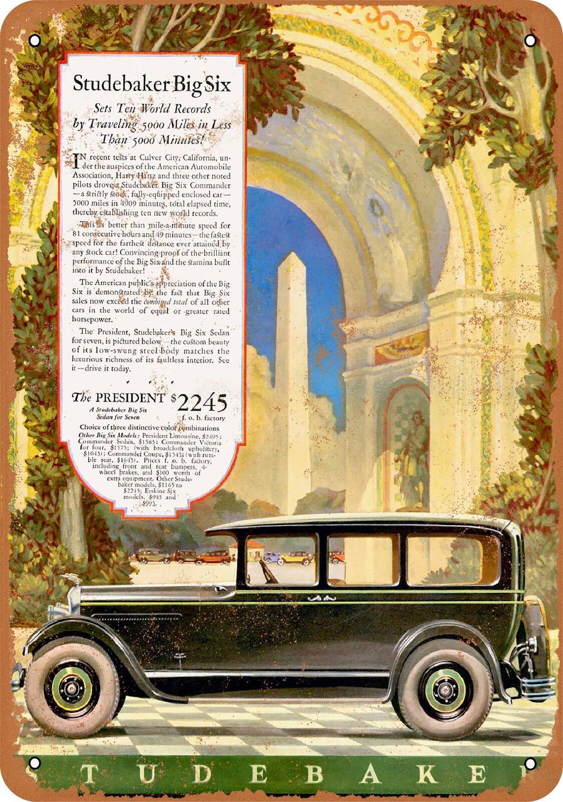 Metal Sign - 1926 Studebaker Big Six Automobiles -- Vintage Look