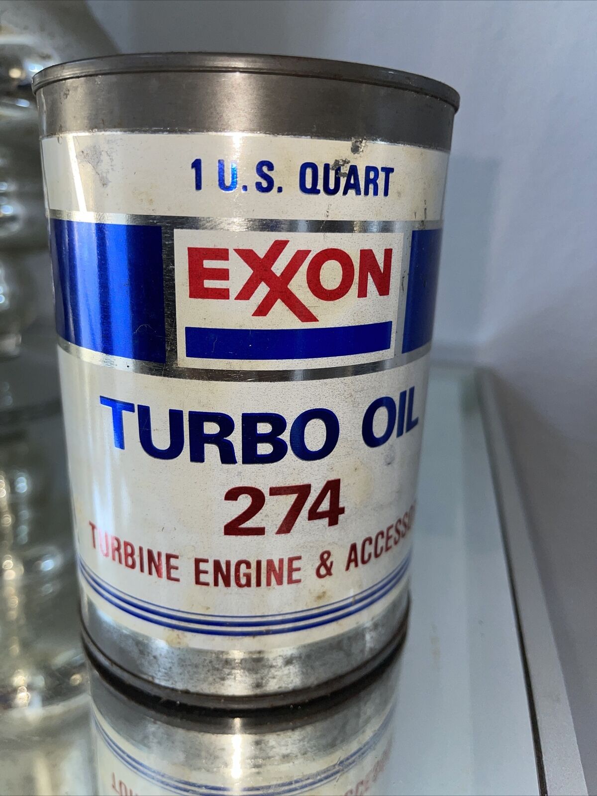 Vintage--EXXON--TURBO Oil  274 -- Motor Oil--Metal oil Can-1 qt.