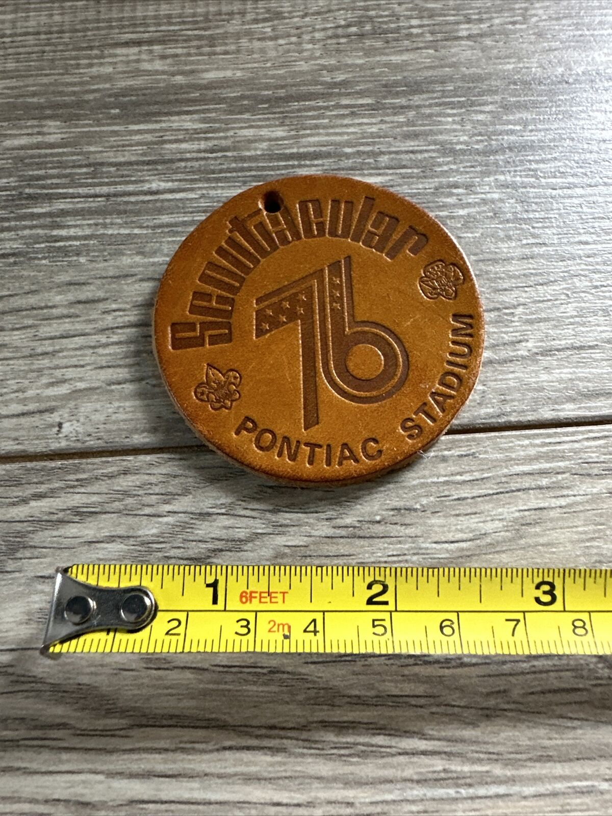 Scoutacular 76 Pontiac Stadium Leather Badge Keychain