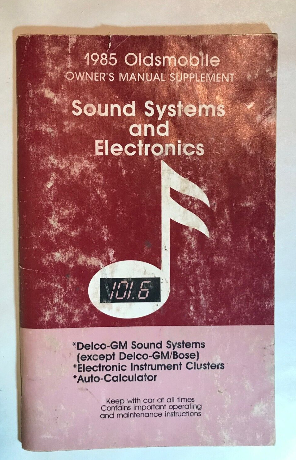 1985 OLDSMOBILE OWNER\'S MANUAL:  SUPPLEMENT SOUND SYSTEM  64 PAGES CAR AUTO BOOK
