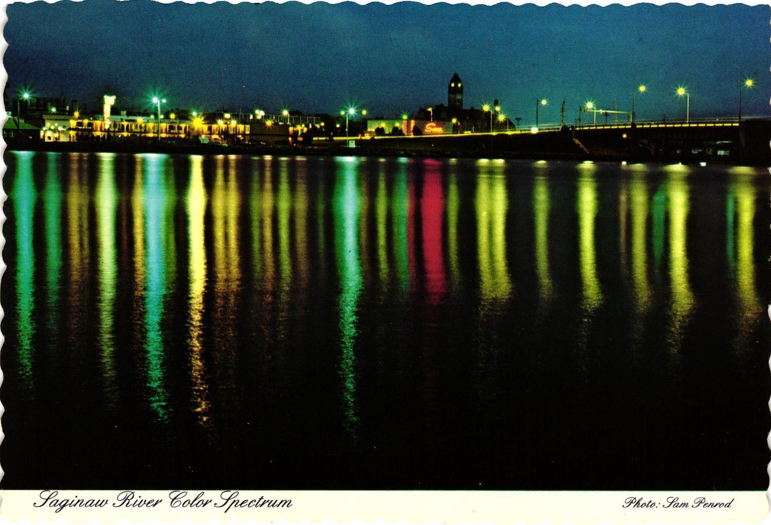 Vintage Postcard 4x6- Saginaw River Color Spectrum, Bay City, MI.