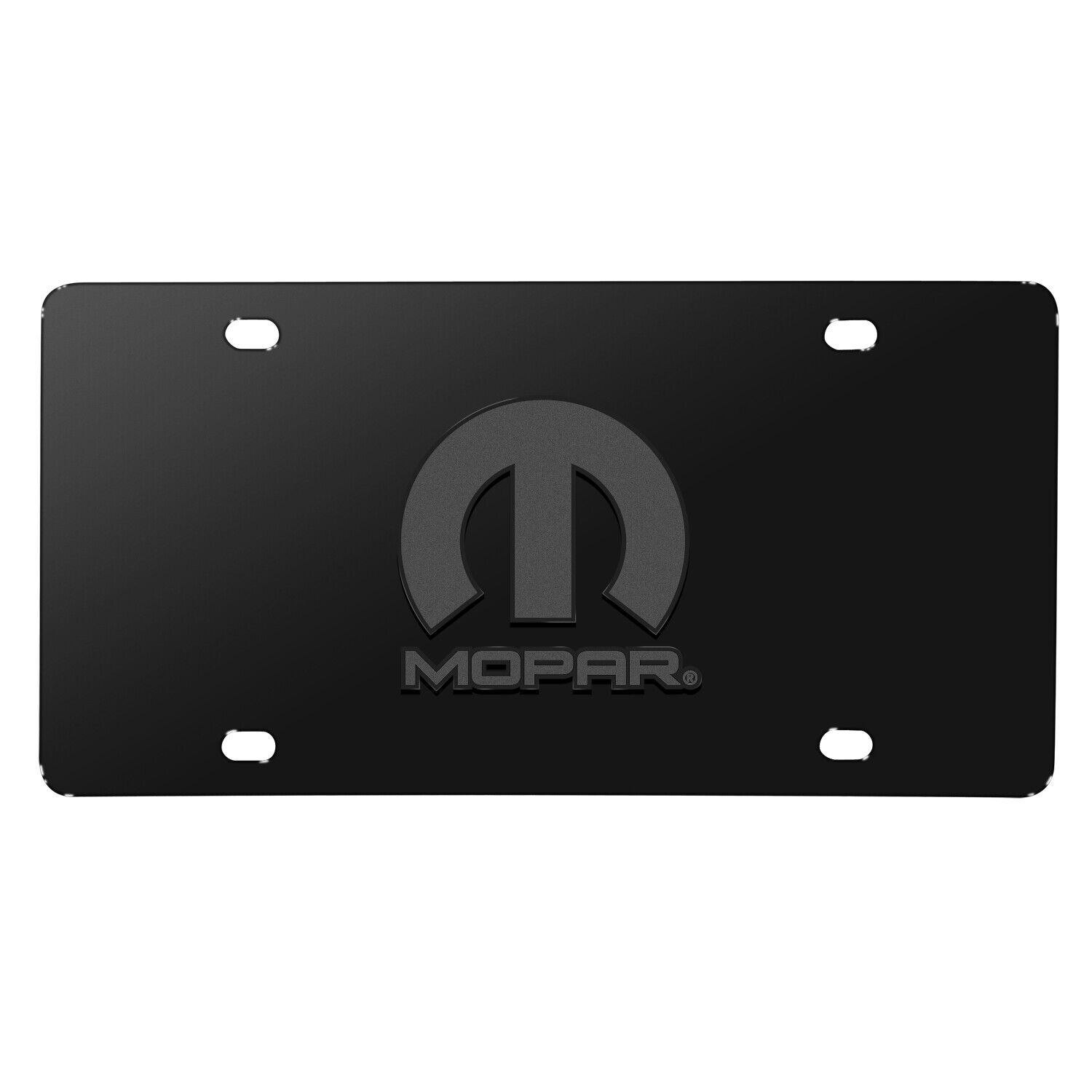 Mopar Logo 3D Dark Gray Logo on Black Stainless Steel License Plate