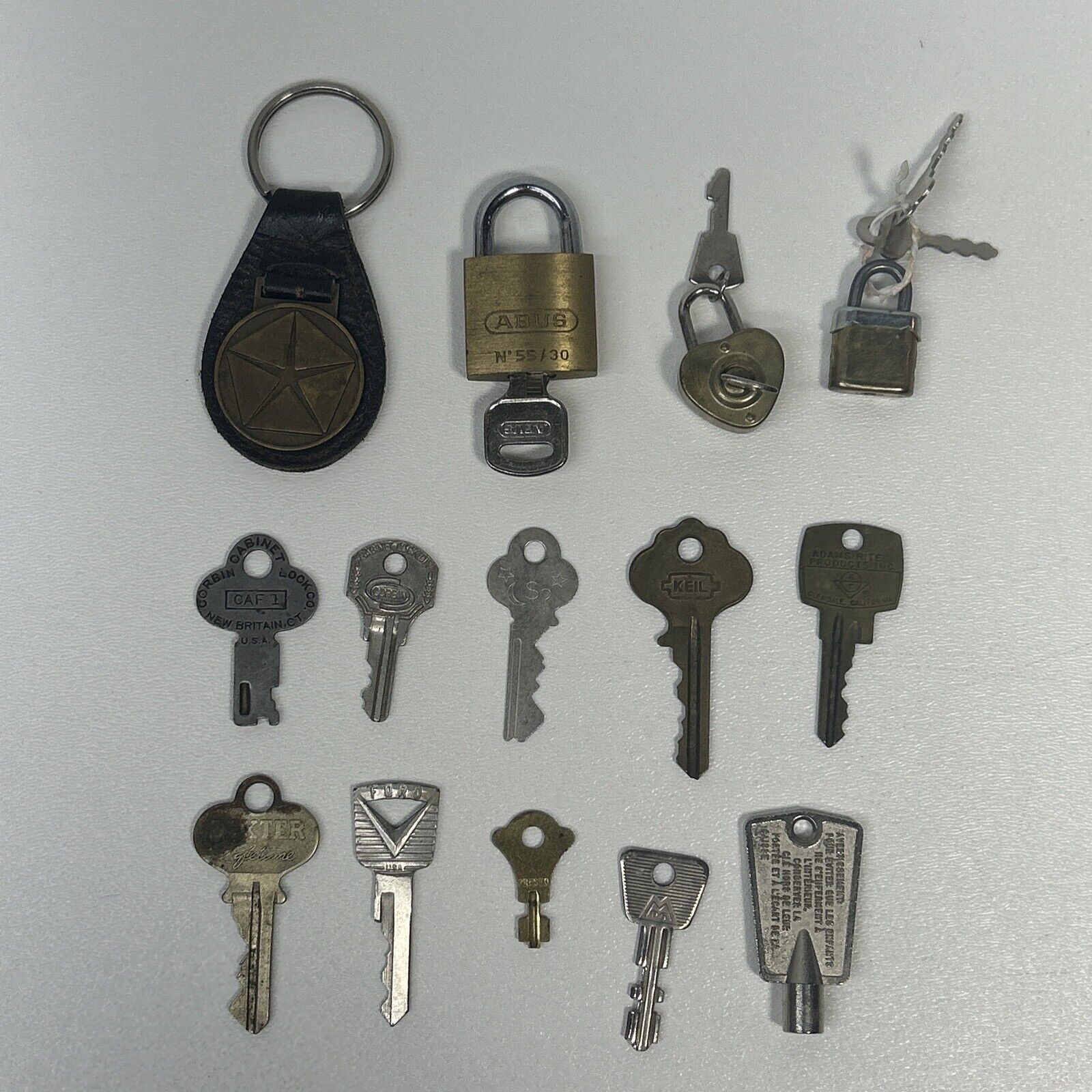 Vintage Leather Chrysler Automotive Keychain With Locks And Keys