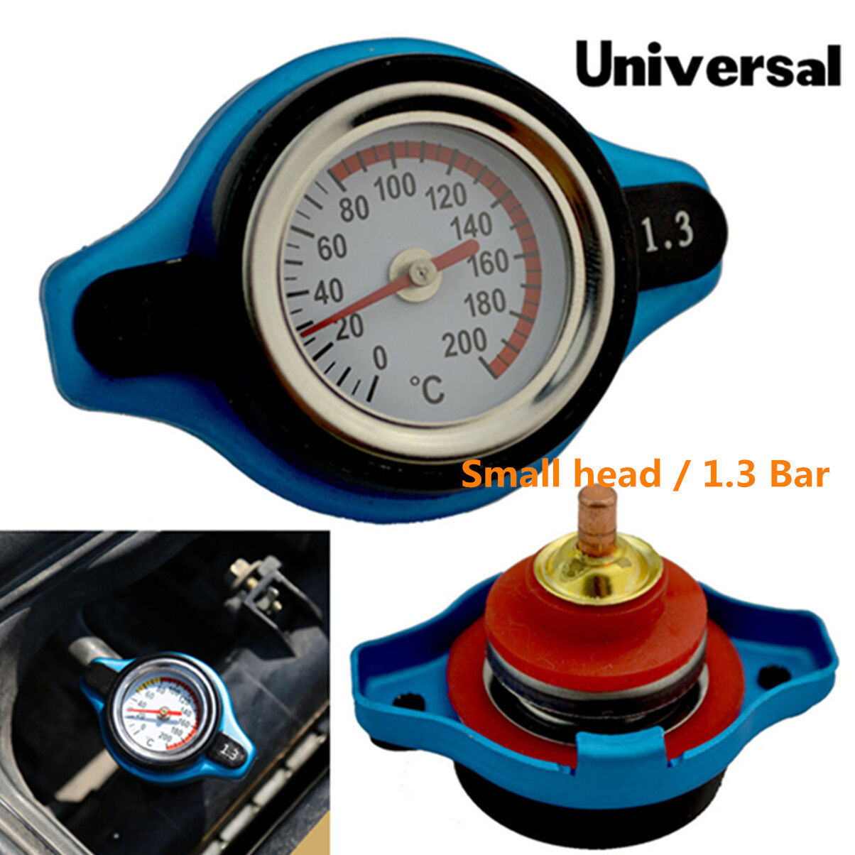 Universal 1.3 Bar Thermo Thermostatic Radiator Cap Cover Water Temperature Gauge