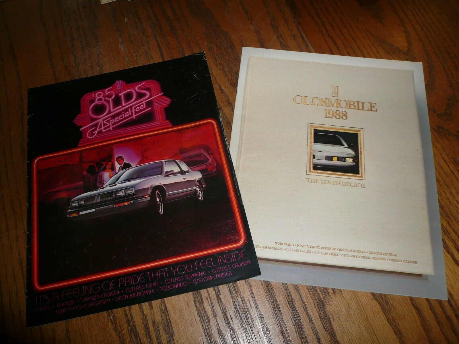 1985 & 1988 Oldsmobile Cutlass Delta 88 Omega 98 Toronado Sales Brochures -Two