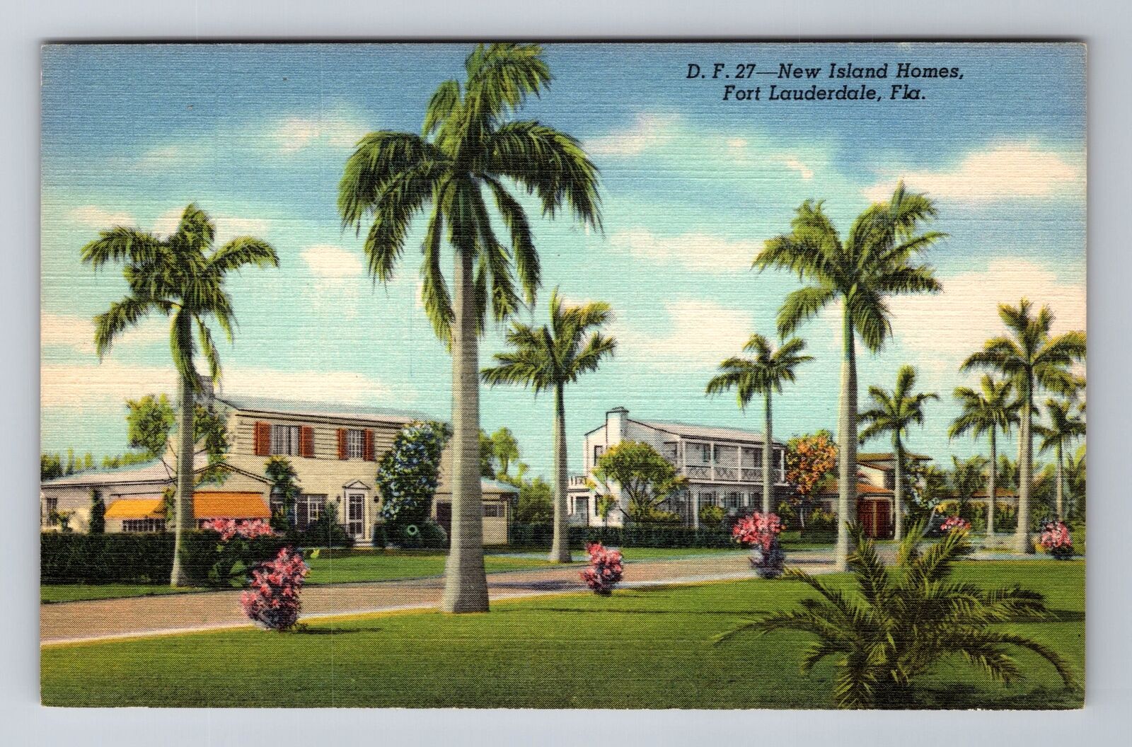 Ft Lauderdale FL-Florida, New Island Homes, Antique Vintage Souvenir Postcard