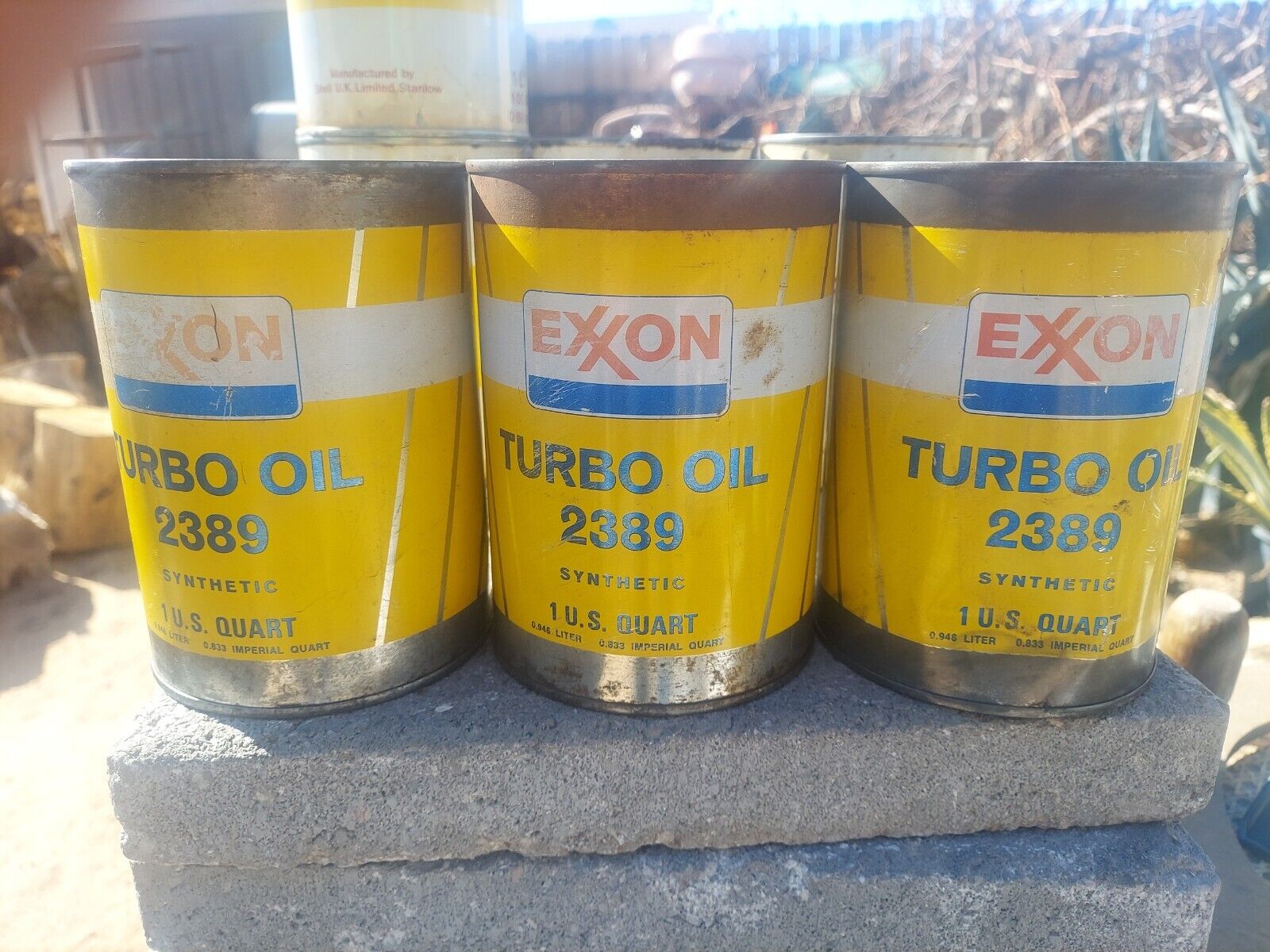 3 VINTAGE EXXON TURBO OIL 2389 METAL CAN Sealed Full