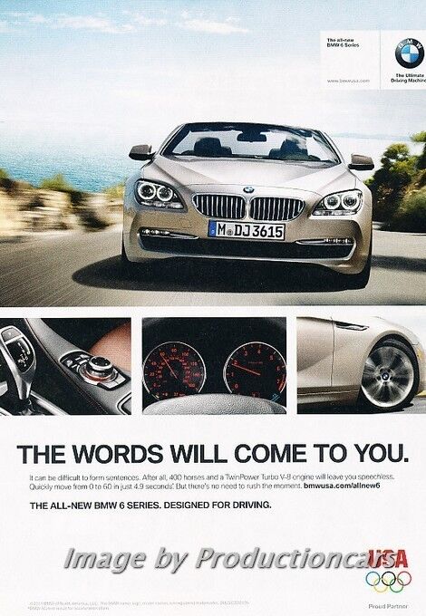 2011 2012 BMW 650i Original Advertisement Print Art Car Ad J676