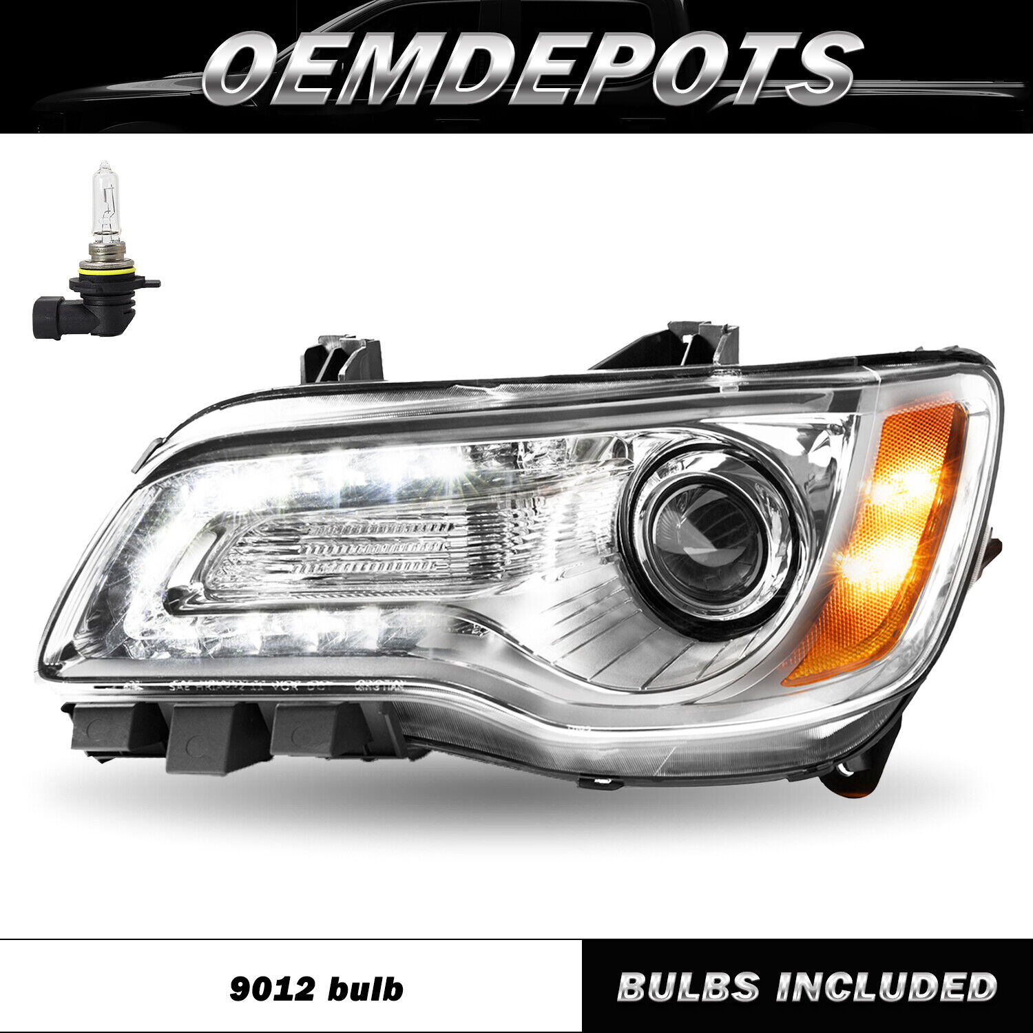 Left Driver Side Headlight For 2011-2014 Chrysler 300 LED DRL Projector Headlamp