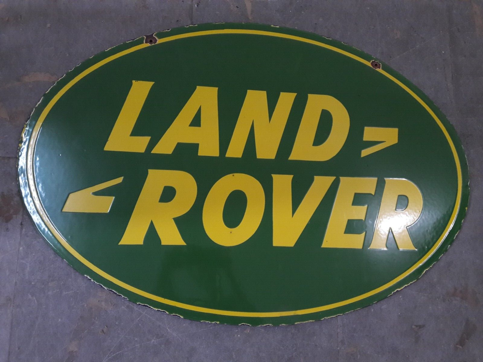 PORCELAIN LAND ROVER ENAMEL SIGN 45 INCHES DOUBLE SIDED