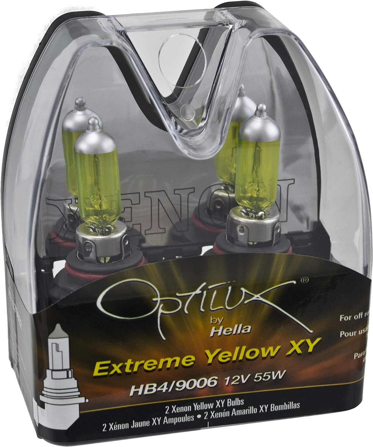 H71070602 Optilux XY Series HB4 9006 Xenon Yellow Halogen Bulbs, 12V, 55W, 2 Pac