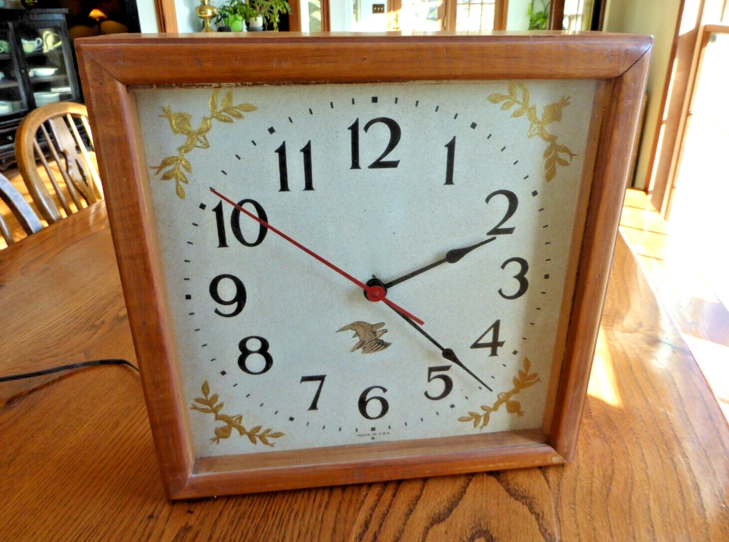 Rare Vintage Wood Synchron Electric Govt. Office/ School Wall Clock Made in USA