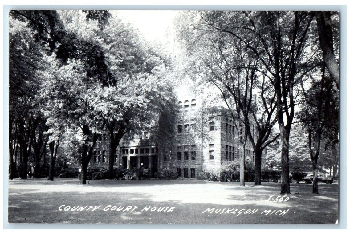 1949 County Court House View Muskegon Michigan MI RPPC Photo Unposted Postcard