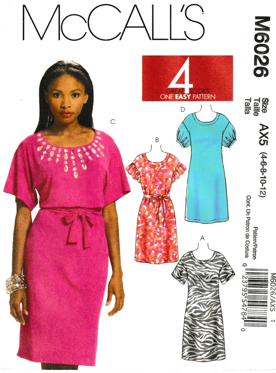 McCall\'s Pattern M6026, Misses Dress, Size 4-6-8-10-12, FF