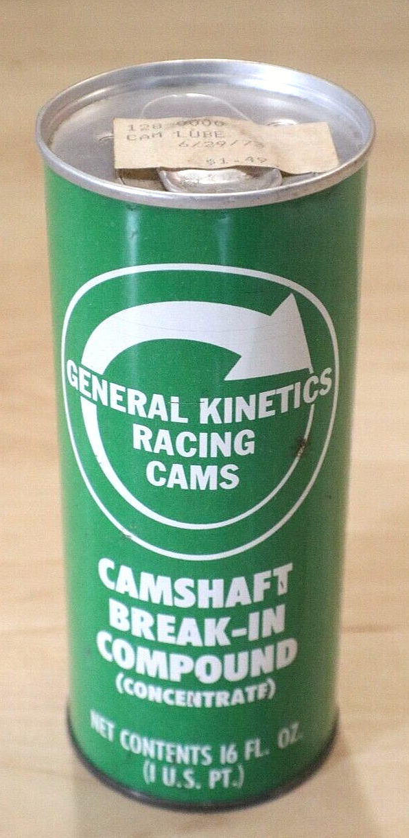 1970s general kinetics racing cams oil can break in compound race car