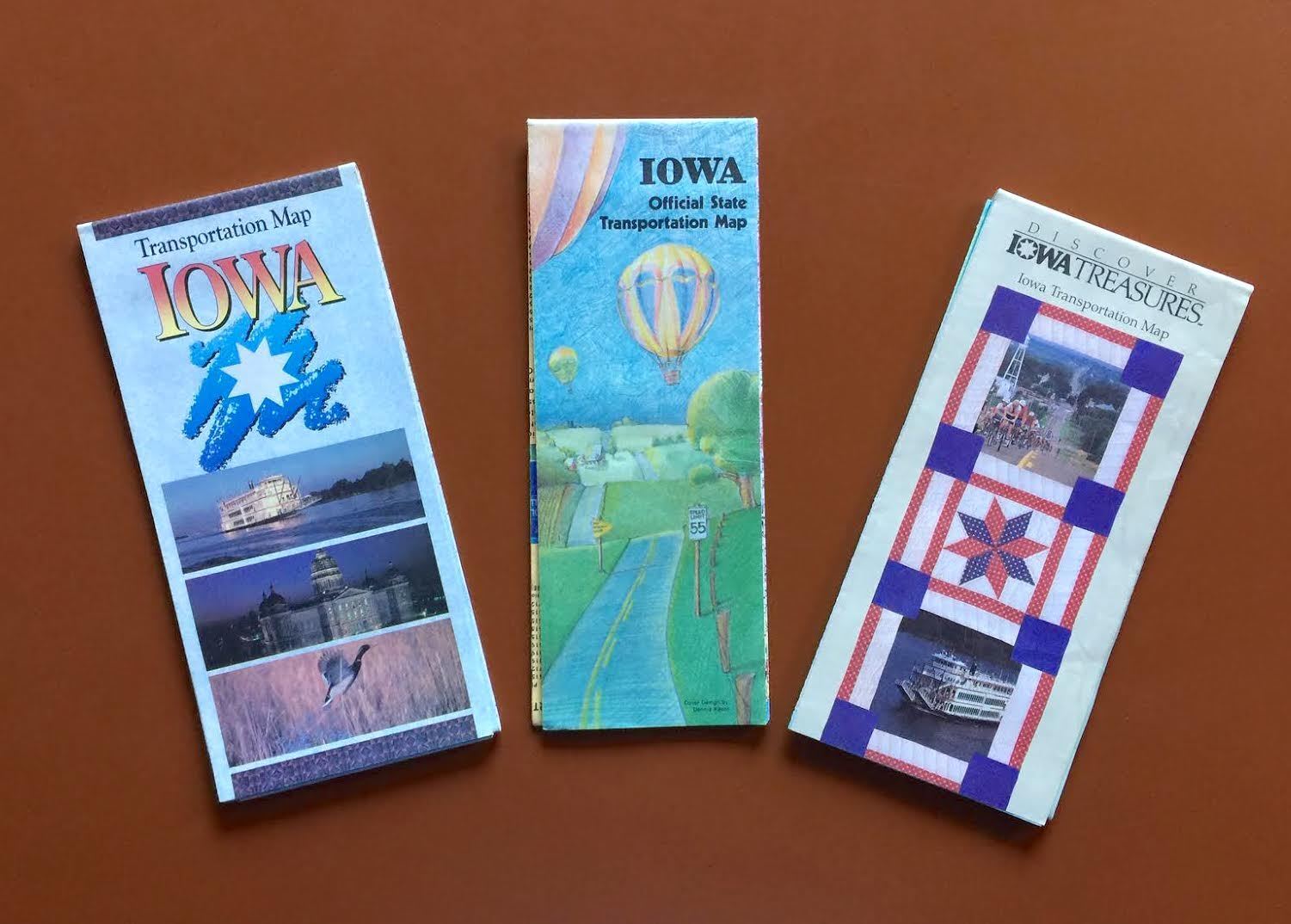 Vintage Official Road Maps for Iowa 1981 / 1988 / 1991 