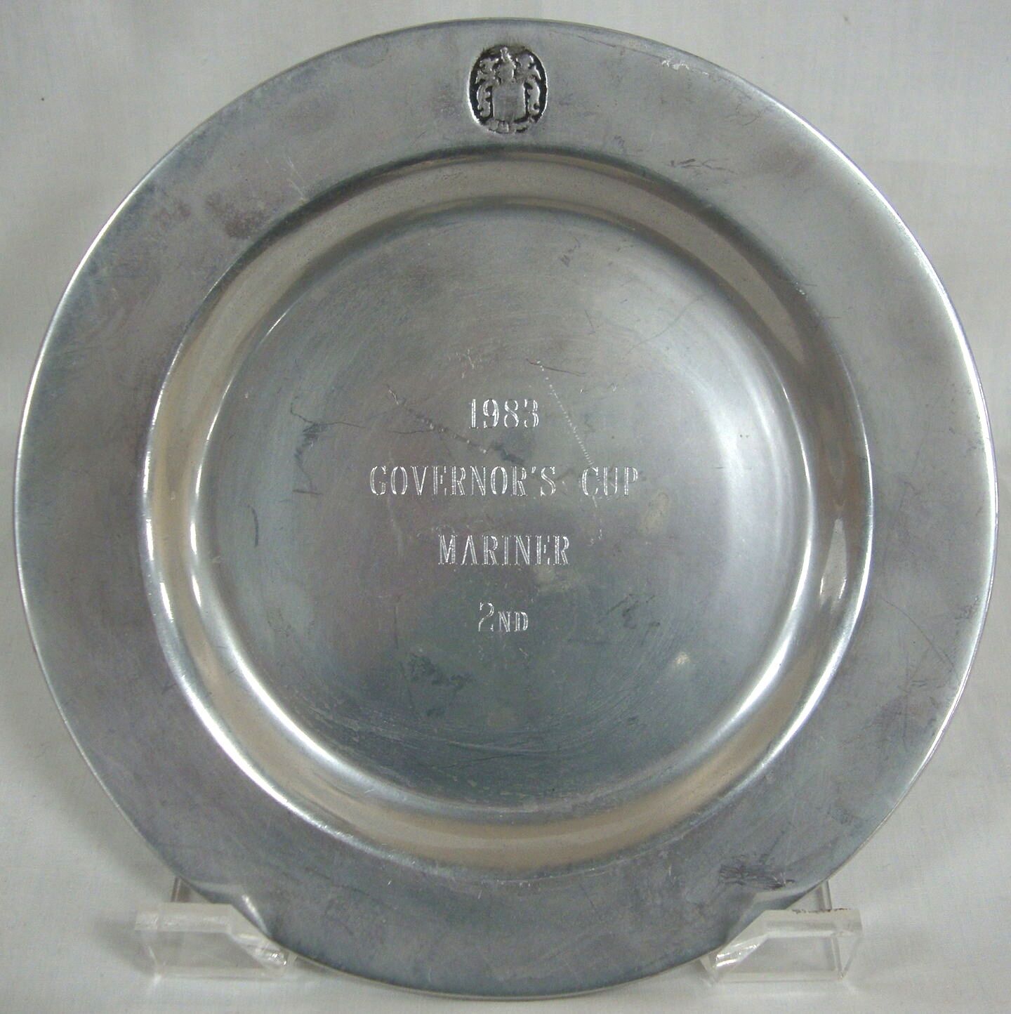 RYC RIVERTON YACHT CLUB NEW JERSEY GOVERNORS CUP VNTG PEWTER AWARD 7 3/4\