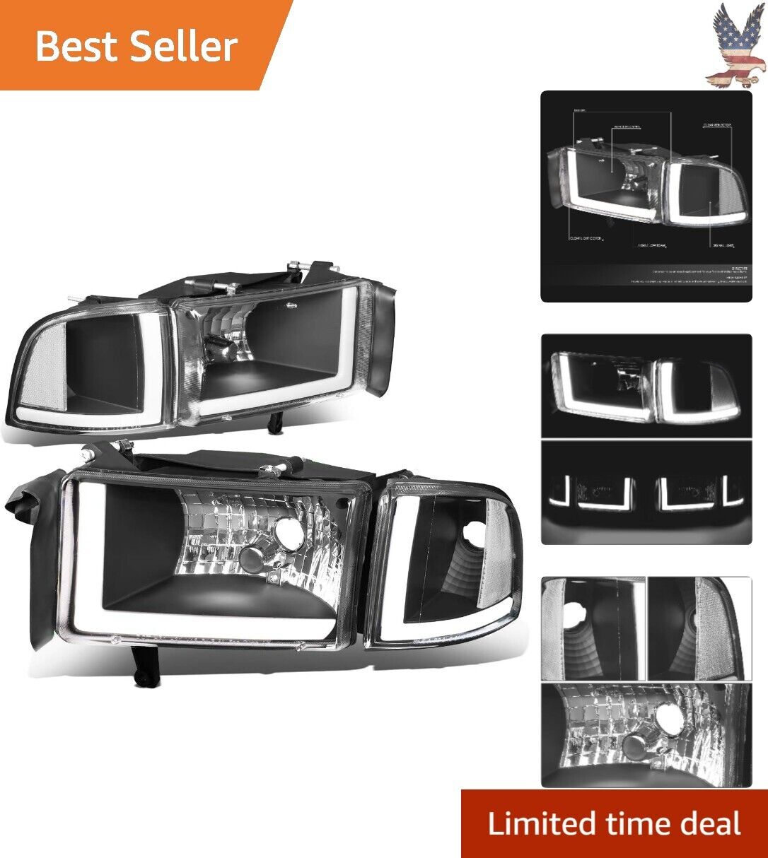 Durable LED DRL Signal Headlights - Compatible with Dodge Ram 1500 2500 3500