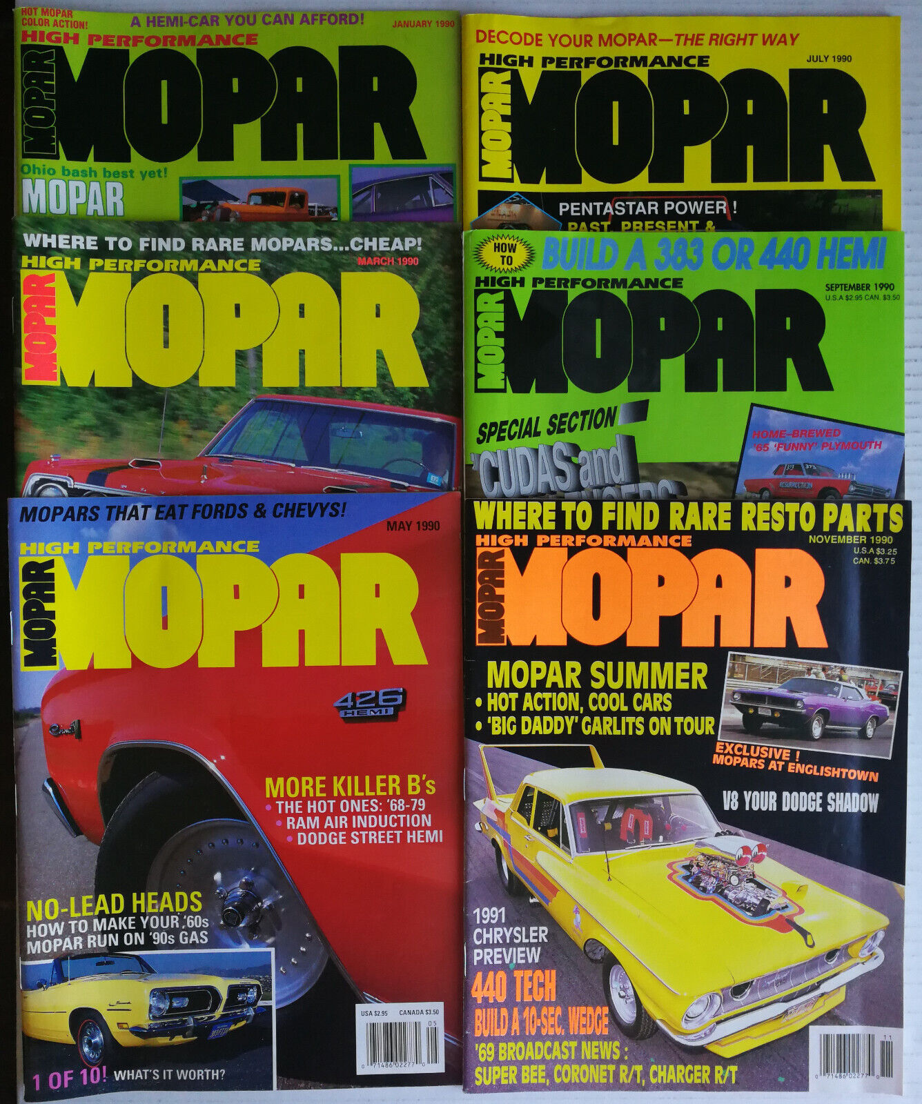 High Performance Mopar Magazine 1990 The Complete Year All 6 Full Issues