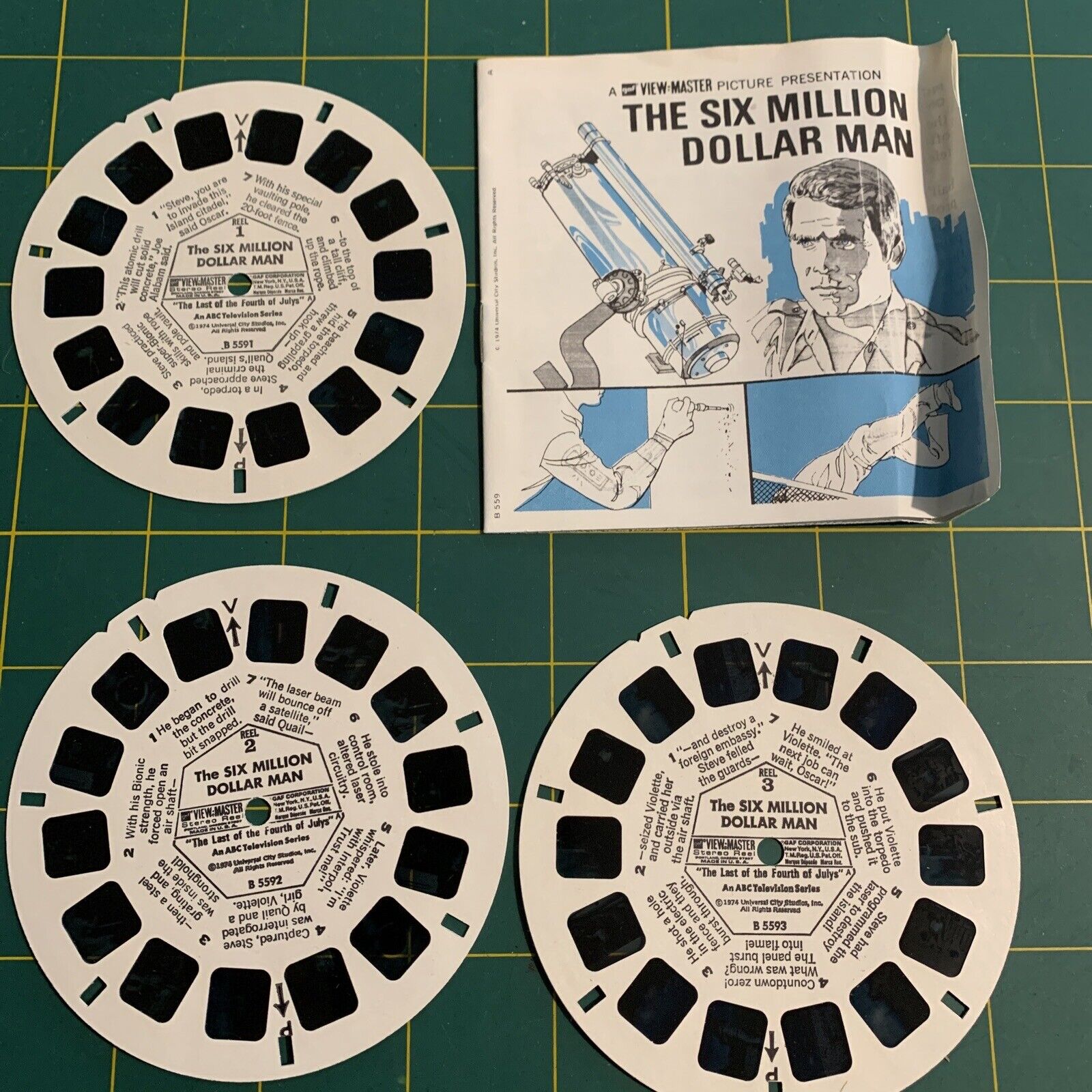 Vintage GAF View-Master.  The Six Million Dollar Man     3 Reel Set B559 1974 1N