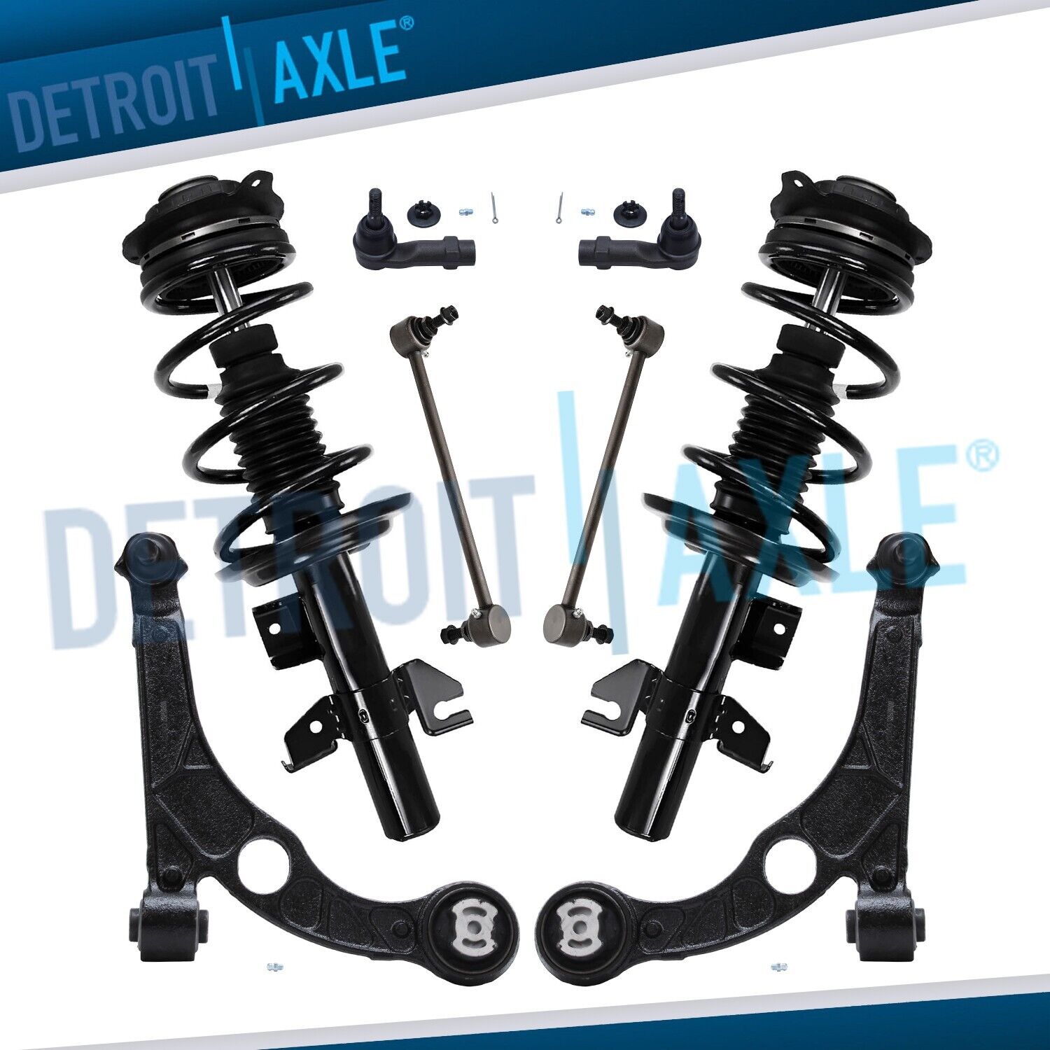 8pc Front Struts Lower Control Arms Sway Bars Tie Rods for 2013-2016 Dodge Dart