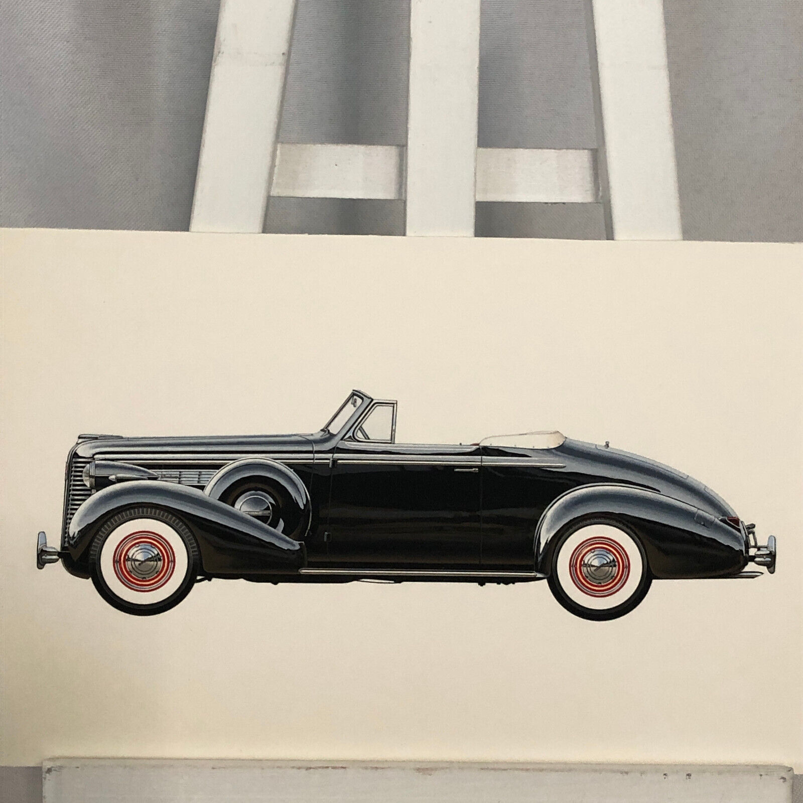 1938 Buick Century Model 66-C Convertible Illustration Art Drawing Hand Drawn