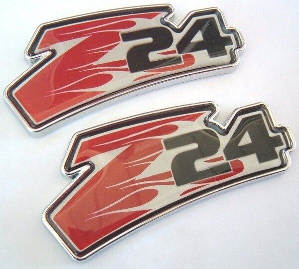 Two 86-95 Chevy Cavalier Z-24 Z24 Fender Emblems Emblem Sign Decal Flamed Badges