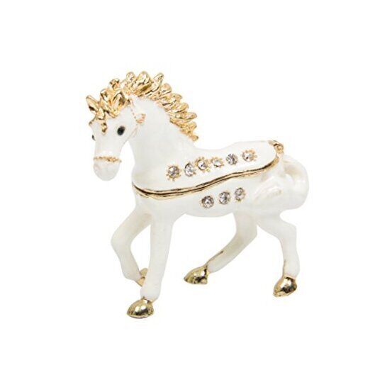 QIFU Hand Painted Enameled Small Horse Shape Decorative Hinged Jewelry Horse 2