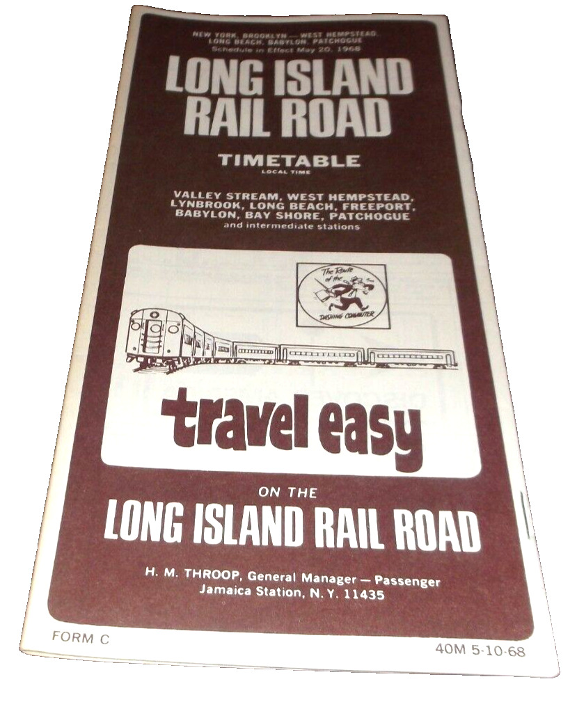 MAY 1968 LONG ISLAND RAIL ROAD LIRR FORM C PUBLIC TIMETABLE