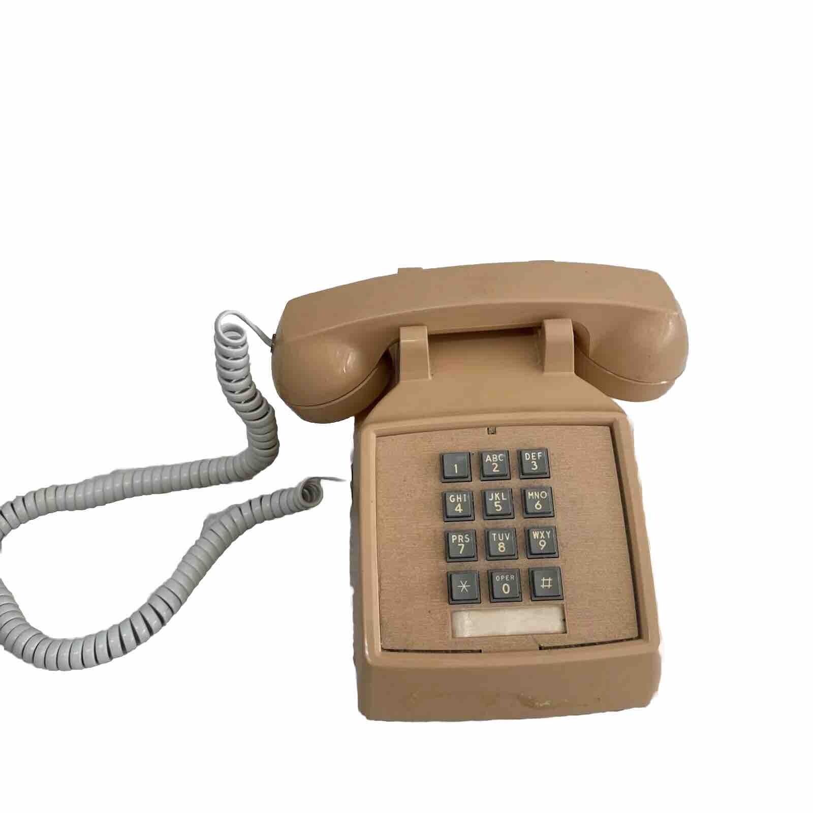 Vintage Telephone ITT Push Button Touch-Tone Desk Phone Beige Tan Corded 2500