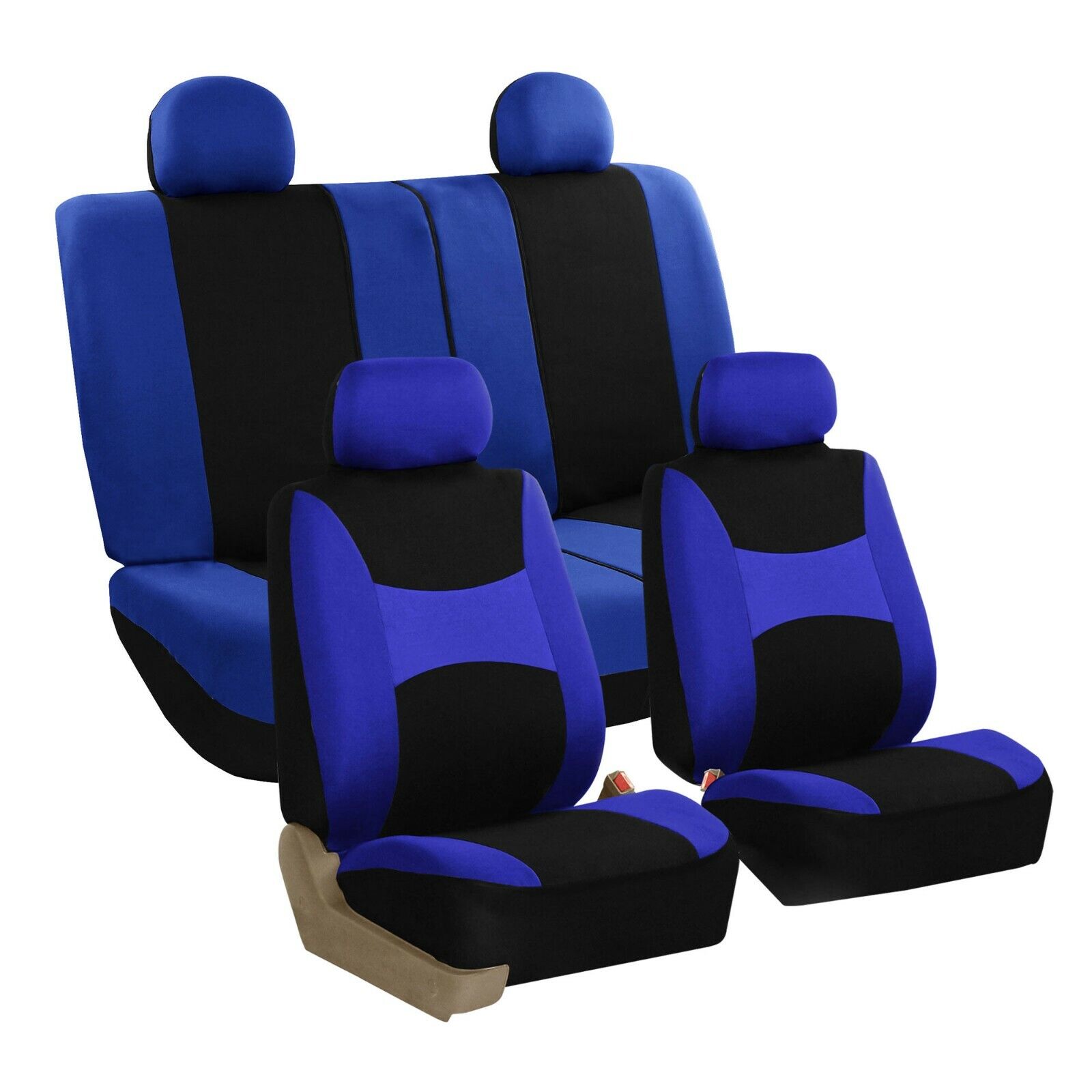 Car Seat Covers for Auto Sedan SUV Truck Van Full Set 4 Headrests Blue