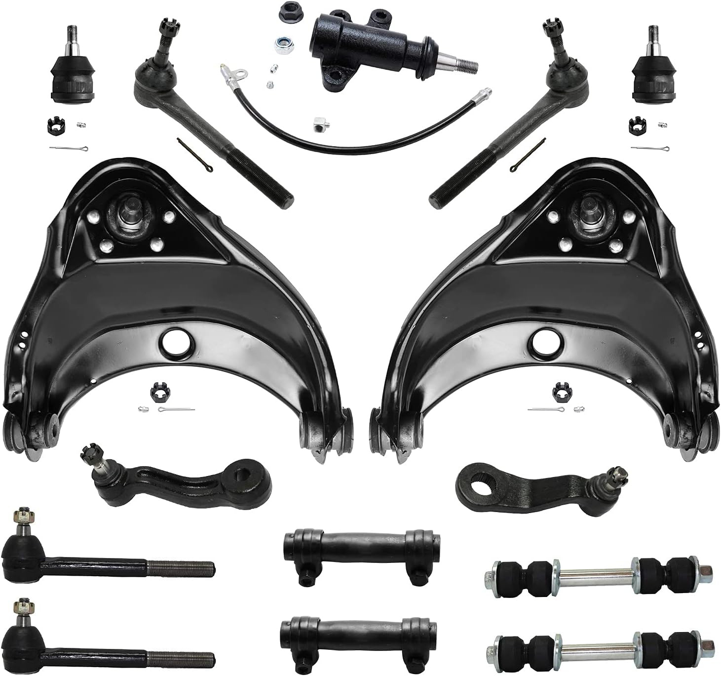 Detroit Axle - 2WD Front Upper Control Arms + Tie Rods + Sway Bars Pitman Idler