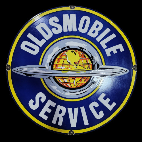 PORCELIAN OLDSMOBILE SERVICE ENAMEL SIGN SIZE 30X30 INCHES DOUBLE SIDED