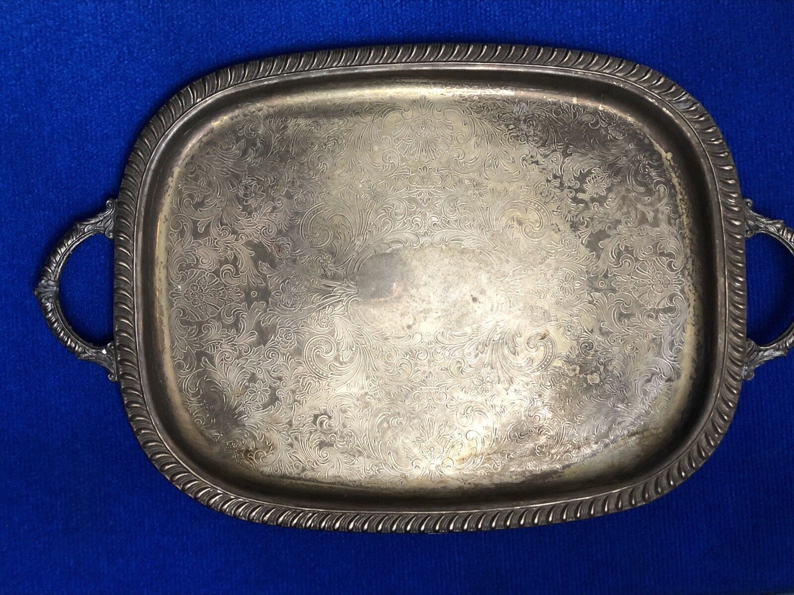 English Silver Company Serving Tray With Handles by Leonard Silver 1980s USA
