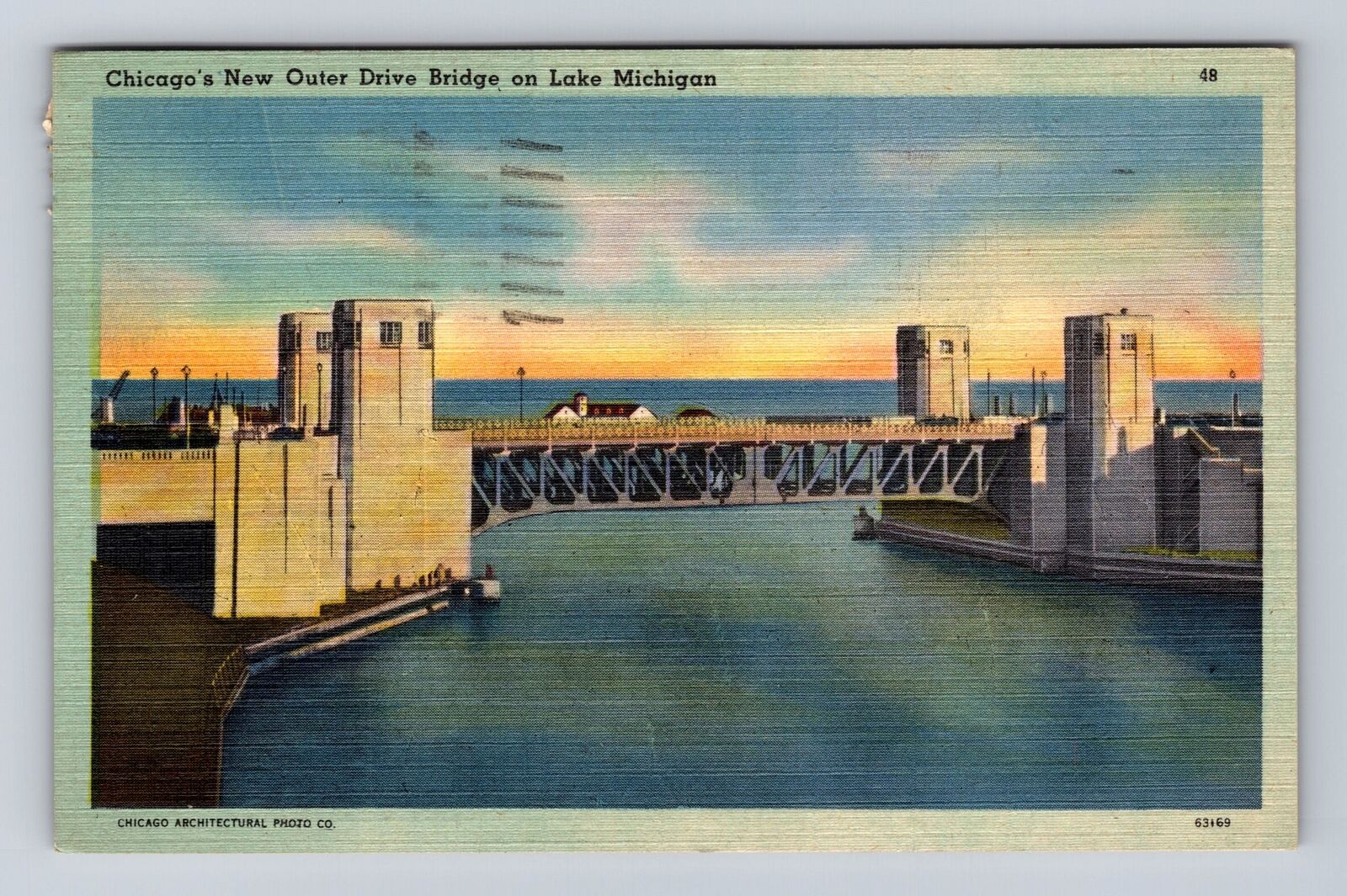 Chicago IL-Illinois, New Outer Drive Bridge, Antique, Vintage c1944 Postcard