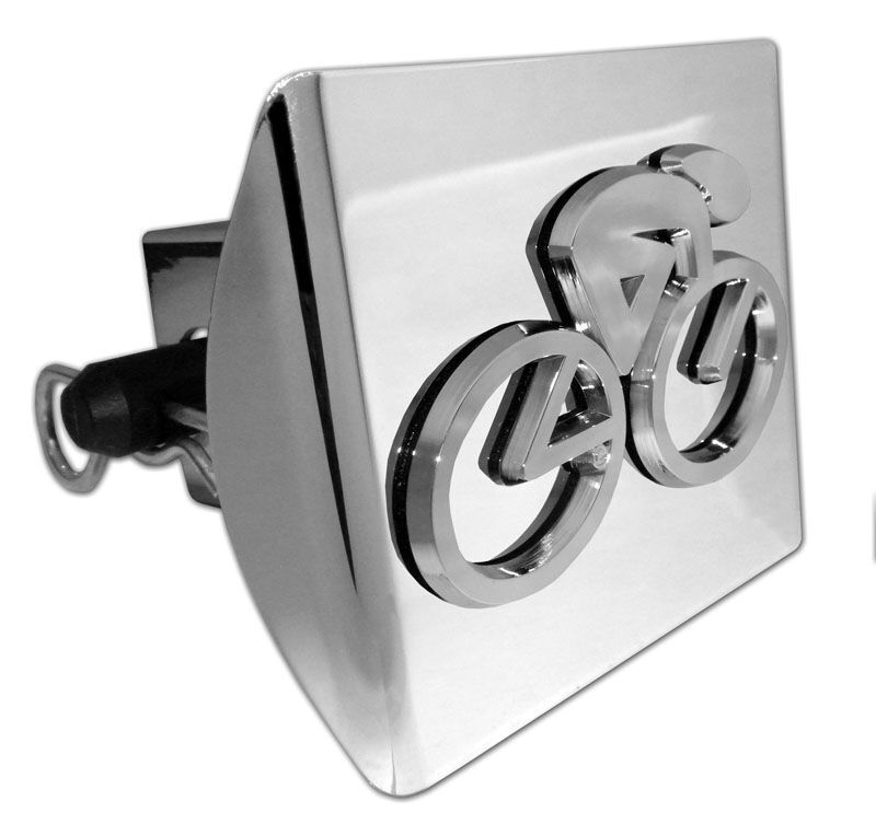 CYCLING LOGO CHROME PLATED SHINY ON PLASTIC DECAL USA MADE TRAILER HITCH COVER 