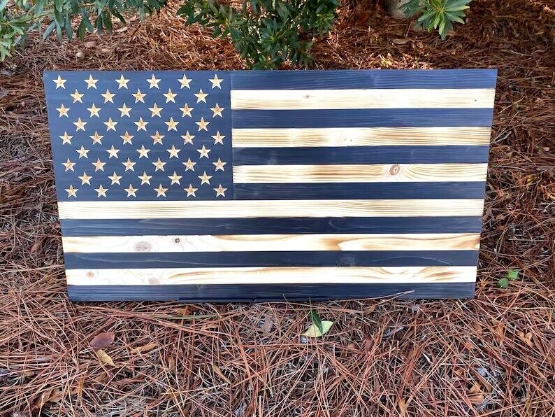 Handmade Wooden Distressed American Flag