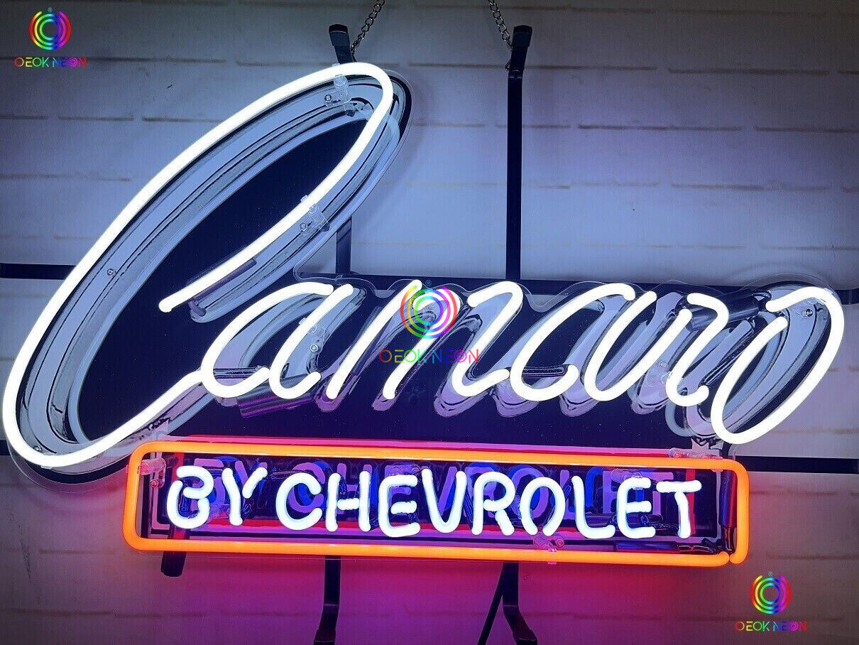 Camaro By Chevrolet Black Car Service Garage Real Neon Sign Beer Bar Light Lamp
