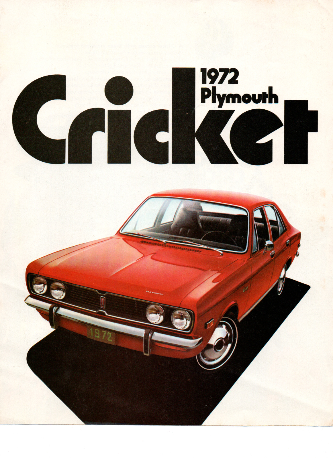 1972 Plymouth Hillman Cricket Car Original Sales flyer  - Chrysler Fc2